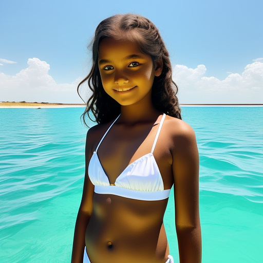 11 years old girl in the white bikini  in custom style