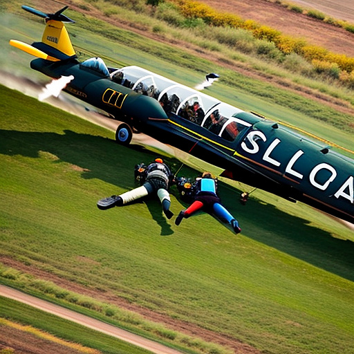 People fall out of a flying plane in custom style