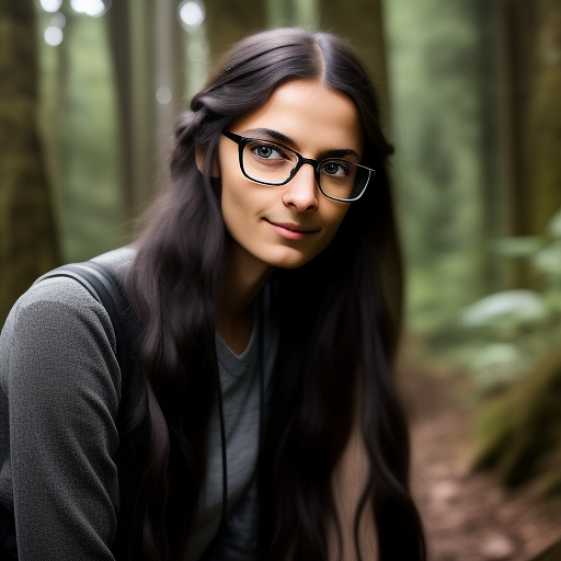 Ultra realistically a 22 year old german girl with a black braid with glasses and brown eyes 1.70 tall thin in the forest is entered by a 40 -year -old man with his penis into her vagina in custom style
