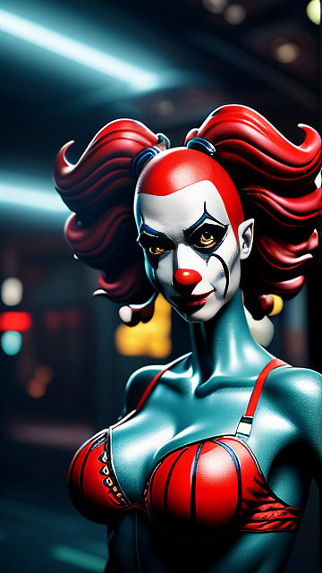 Sexy clown girl in sci-fi style