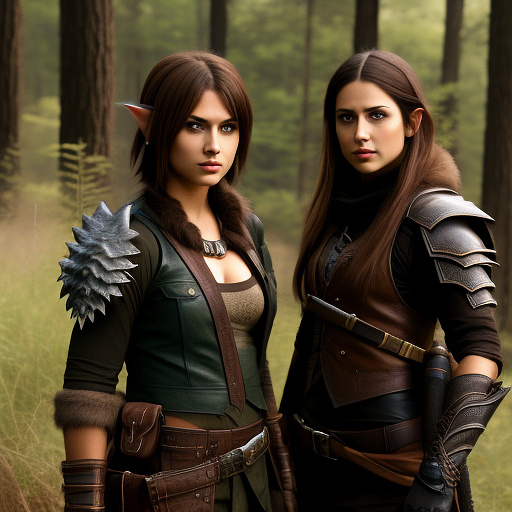 Monster hunter, brown hair, female elf with two handguns  in custom style