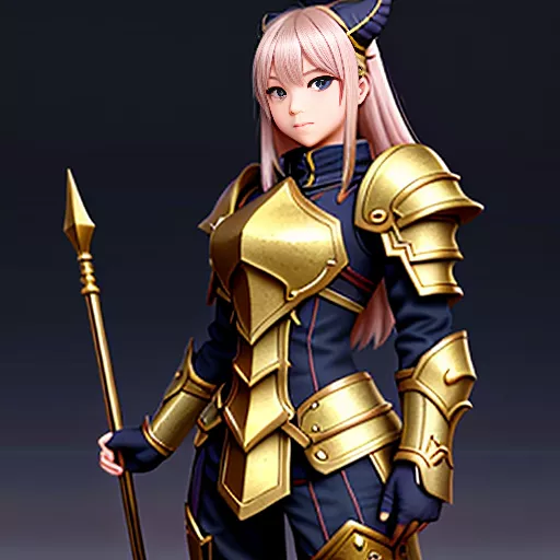 A brass dragonborn female paladin
 in anime style