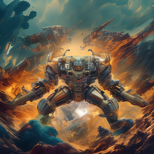 A cheerful transformer flies through space against the backdrop of planets. in disney painted style