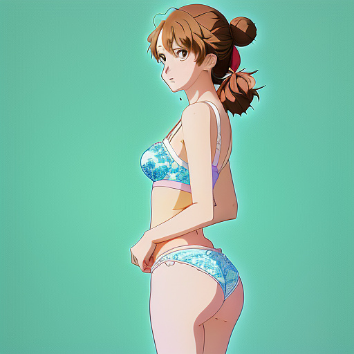 Woman in panties and bra in anime style
