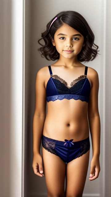 8 year-old, lace bra, full body in custom style