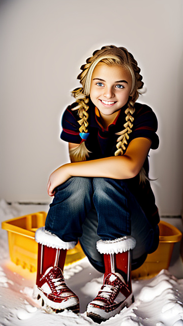 Cute white 18 year blonde girl,  plow pose in custom style
