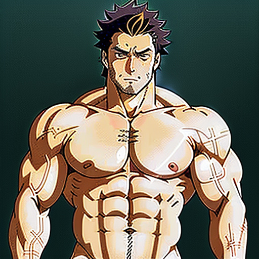 Imagen dos hombres musculoso se culeando in anime style