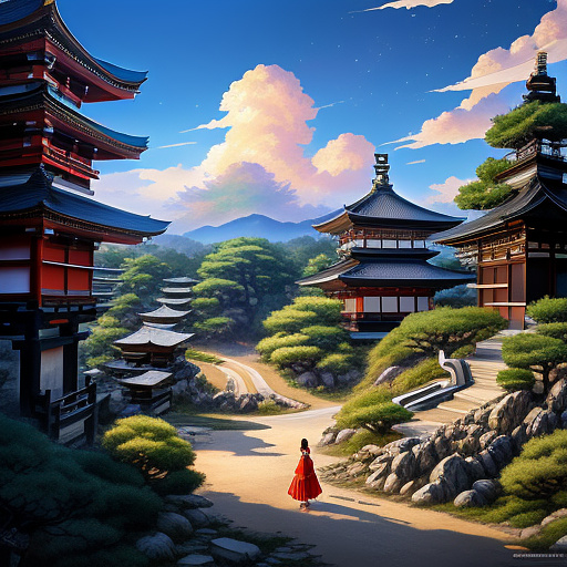 A woman in a love themed red dress with loads of intricate gold love embroidery, carrying a tome, on a hill top, two astrological sign light up brightly in the skies with the connective lines
 in anime style