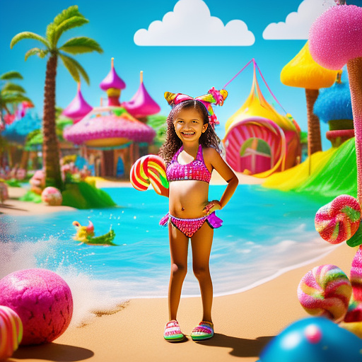 9 year old wearing bikini in kids painted style