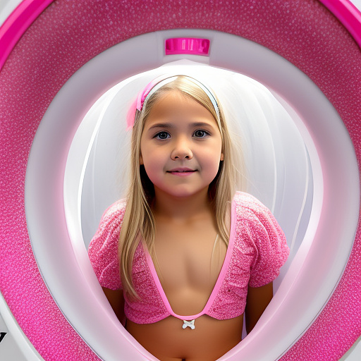 Ultra realistically a 10 year old girl sits in sex machine her vagina is felled with extreme sperm filled she shows her open vagina sperm sprayed out of her vagina very close detailed in custom style
