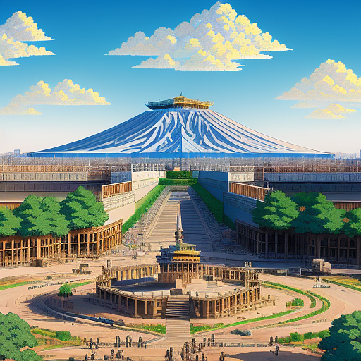 Construction of a statue of cyrus the great in america in anime style