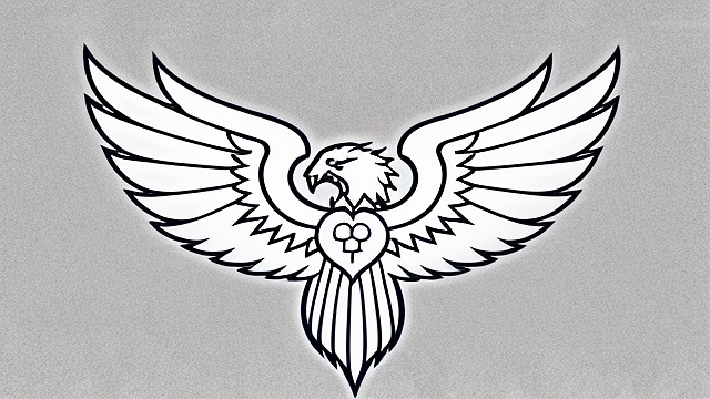 Simple flag where the emblem is a white phoenix in anime style