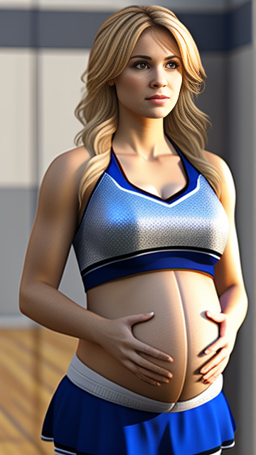  realistic, highly recommend,   blonde, pregnant cheerleader  in custom style