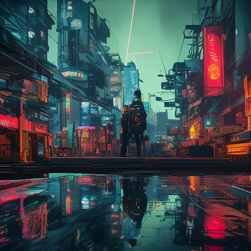 An airplane is flying. people in cyberpunk style
