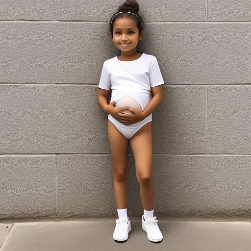 10 year old girl pregnant wearing nothing   full body cute in custom style