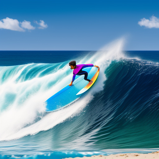 A boy surfing on the colorful beaches of hormozgan. the colorful beach must be clearly visible with a large whale behind the boy. the image must be real and not animated. in realistic style