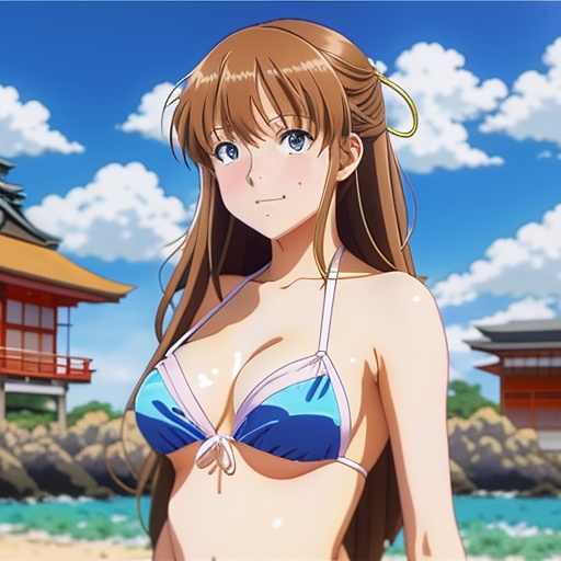 13 yr old girl bikini, silk in anime style