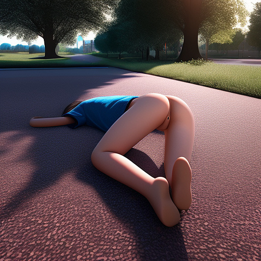 Ultra realistically a 13 year old girl lies unconscious on the ground fell sperm runs out of pussy and butt extremely detailed in custom style