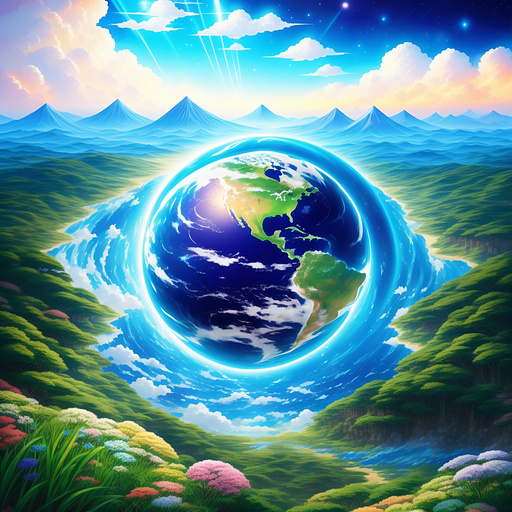 Planet earth covered in plastic in anime style