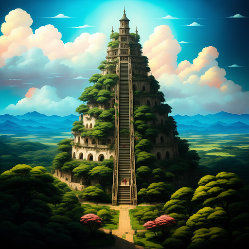 A tower of human hands blooming upwards as it bleeds  in anime style
