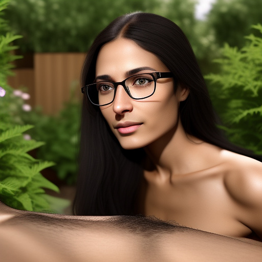Ultra realistically a 22 year old girl with a black braid with glasses and brown eyes 1.70 tall thin in the garden a 40 year old man penetrates a detailed third person with his penis into her vagina in custom style