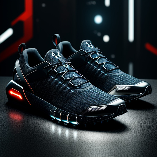 Shoes underarmour futurista de metal  e tecnologia avançada in sci-fi style