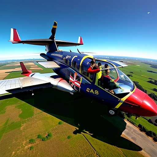 People fall out of a flying plane in custom style