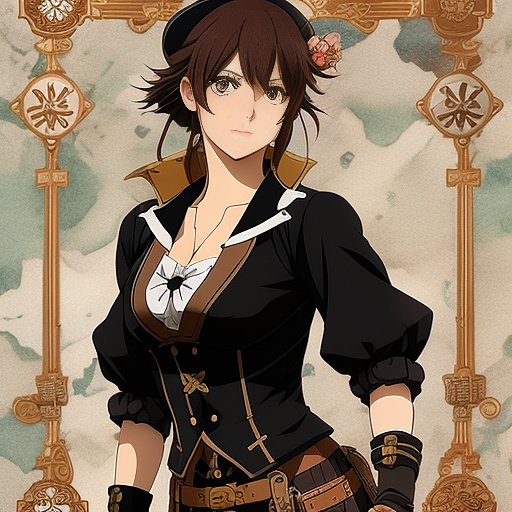 Steampunk magpie in anime style