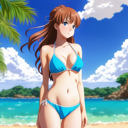 Girl bikini in anime style