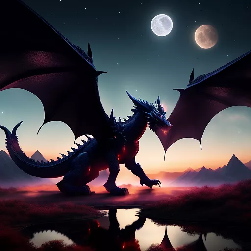 A gigantic dragon, with wings that gives off smoke with stars visible in the smoke, and in a dark sky lit by the moon but it is magnificent in a yu-gi-oh way in anime style
