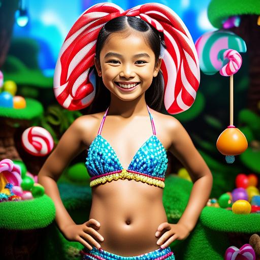 9-year-old wearing bikini 
back with her gyat in kids painted style