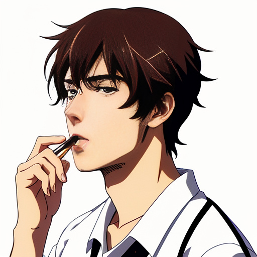 Kim taehyung smoking a cigarette in anime style