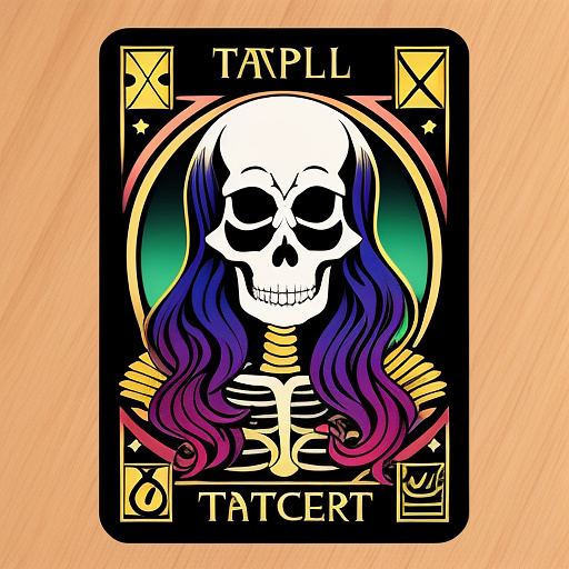 Skeleton colorful tarot full card  in disney painted style