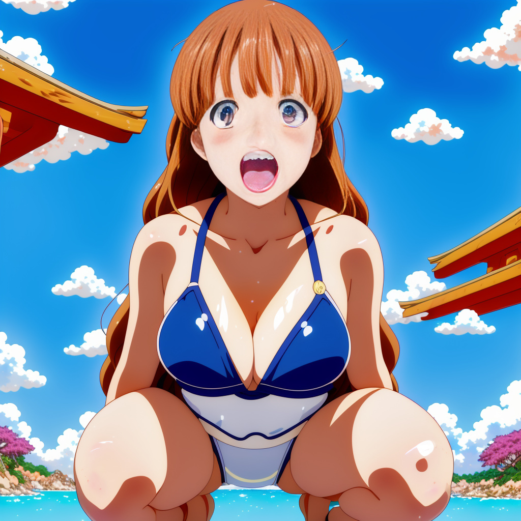 10 year old girl
swimsuit
kneeling big boobs
screaming 

 in anime style