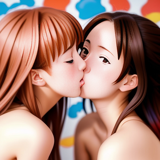 2 anime lesbians kissing, doggystyle, making messy scat
 in anime style