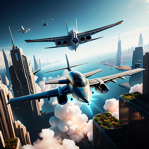 A funny plane is flying. people are falling out of it. in sci-fi style