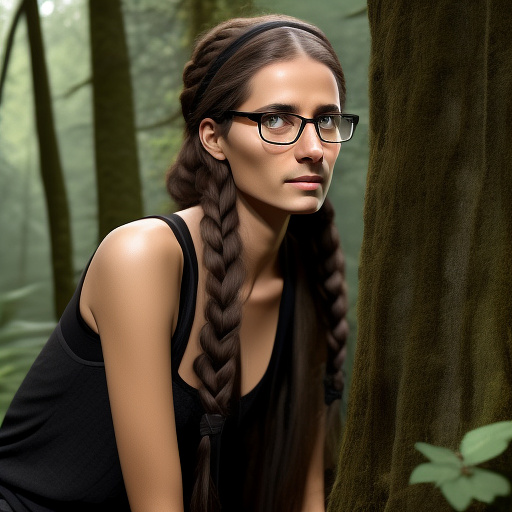 Ultra realistically a 22 year old german girl with black braid with glasses and brown eyes 1.70 tall thin in the forest a 40 -year -old man rapes her and penetrates with his penis into her vagina in custom style
