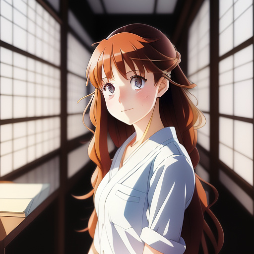 A girl studying in anime style