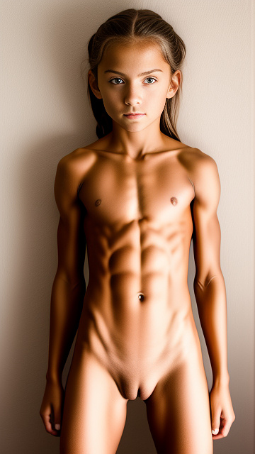Anal, skinny 10 year old girl, muscular, strong abs in custom style