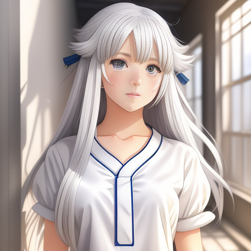 A white hair girl in anime style