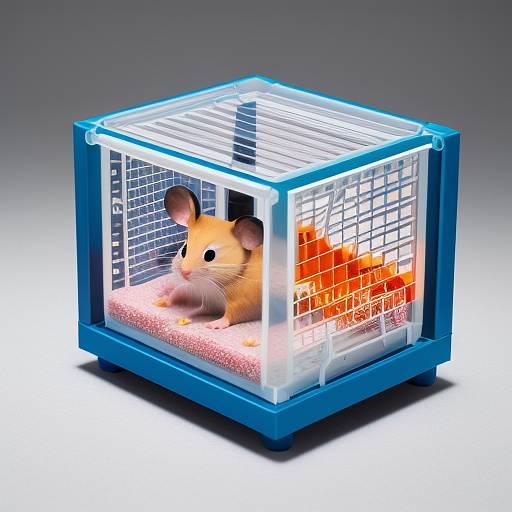 Micky mouse in a hamster cage. in anime style