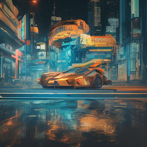A cheerful transformer flies through space against the backdrop of planets. in cyberpunk style