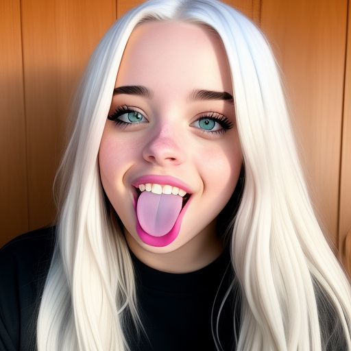 😜 winking face with tongue emoji in 35 pixels, billie eilish in custom style