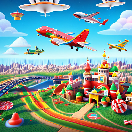 An airplane is flying. in kids painted style