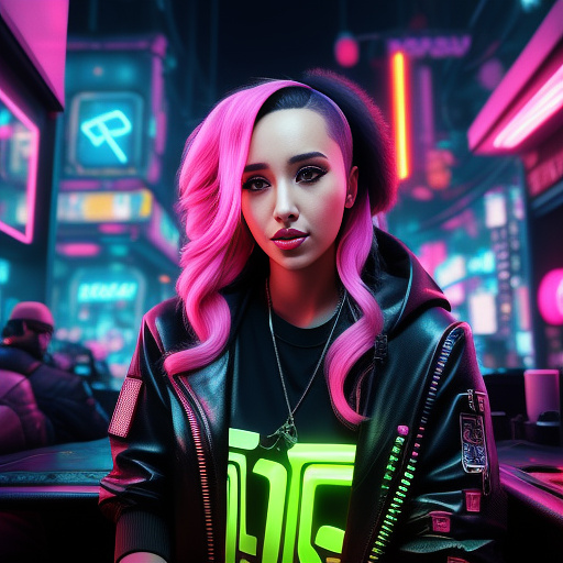 Pokimane tongue out in cyberpunk style