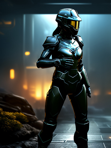 Marine in an armored body glove with a sealed helmet in the year 2047.





















 in angelcore style