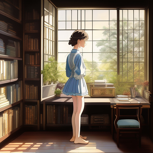 In a meticulously detailed digital artwork that blends the styles of john singer sargent, mario sorrenti, and jae lee, a portrait of an eleven-year-old girl in a bedroom, backlit, summer dress, barefoot, cinematic focus, polaroid photo, vintage, neutral colors, sunlight, summer. by steve hanks, by serov valentin, by lisa yuskavage in anime style