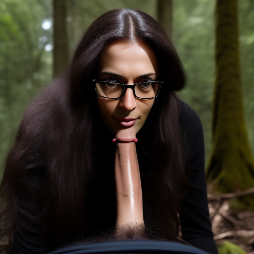 Ultra realistically a 22 year old german girl with a black braid with glasses and brown eyes 1.70 tall thin in the forest the 40 -year -old man penetrates with his penis into her vagina in custom style