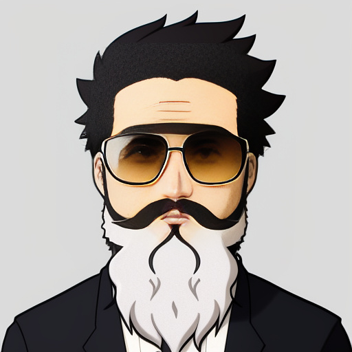 Minecraft skin sunglasses with beard  in anime style