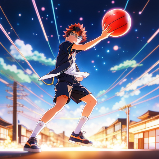 One boy throw in the electric ball in anime style